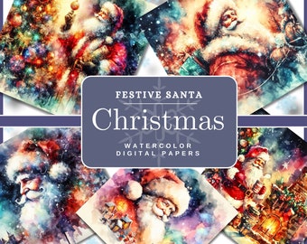 Santa Christmas digital papers Santa Claus digital paper Christmas scrapbooking digital kit Christmas digital paper pack Santa background