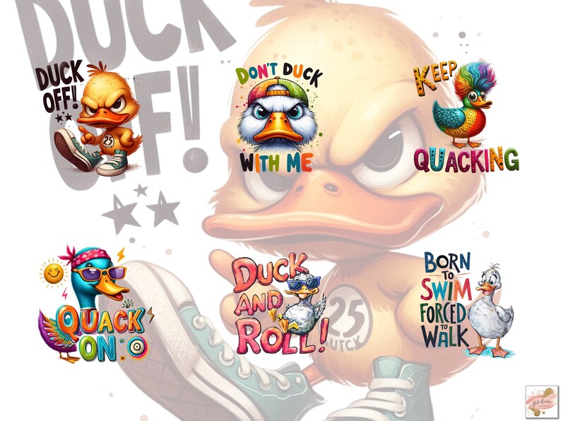 43 Funny Quotes Duck Clipart Bundle, Cute Bird Png Bundle, Watercolor Birds Clipart Png, Funny Birds Sublimation Png, Funny Quotes Bundle image 5