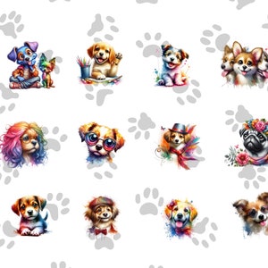 100 Funny and Cute Watercolor Dogs Clipart Bundle, Cute Dogs Png Bundle ...