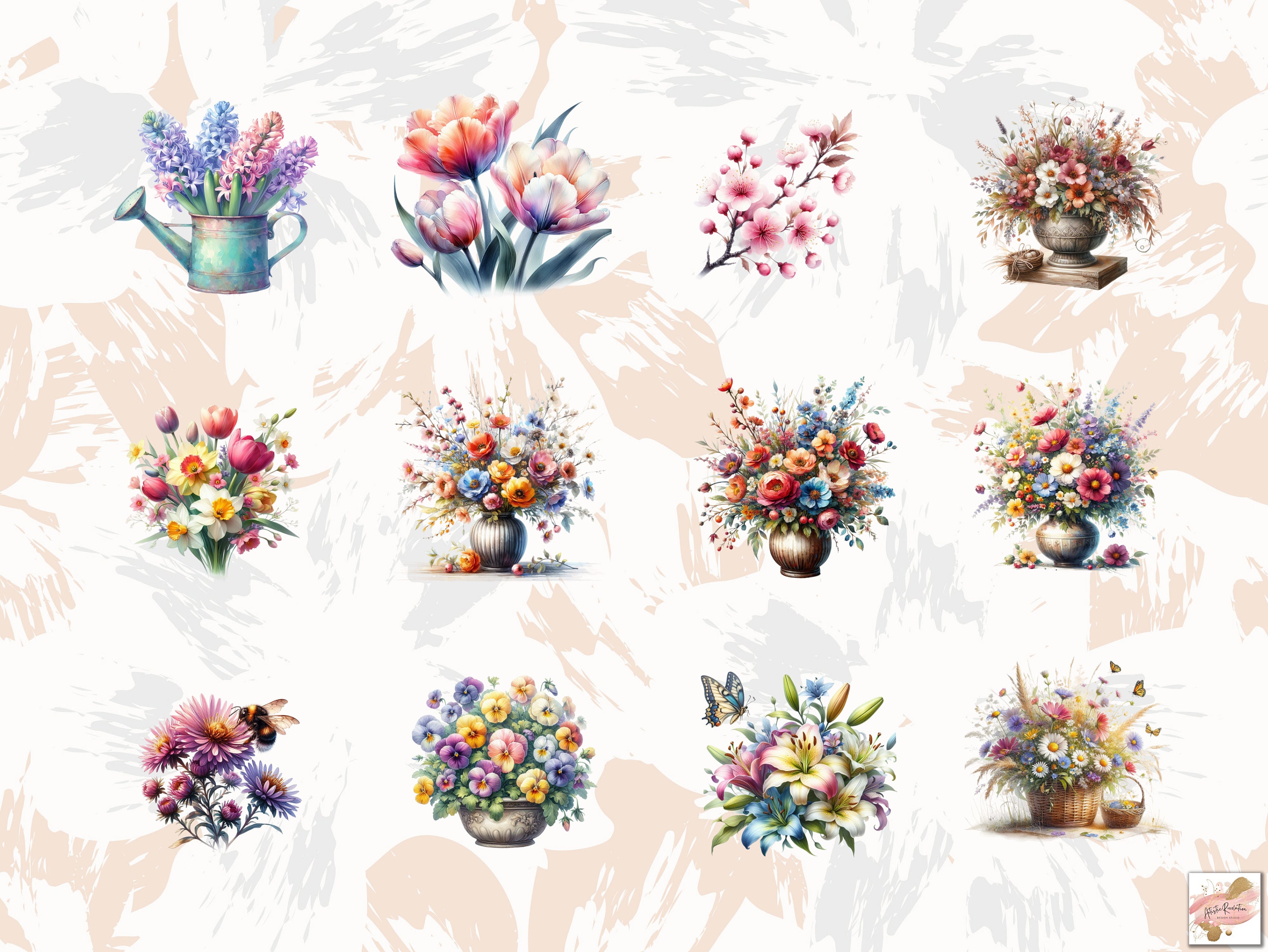71 Watercolor Spring Flowers Clipart Bundle, Wildflowers Clipart Bundle ...