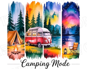 Pinceladas de camping PNG, Verano retro PNG, Aventura familiar, Diseño de sublimación, Aire libre, Diseño de camiseta de camping, Estampado de estilo camping vintage