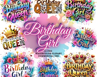 10 Birthday Girl Png Bundle, Birthday Queen Png, Birthday Png Bundle, Birthday Girl Clipart, Birthday Sublimation Designs Birthday Shirt Png