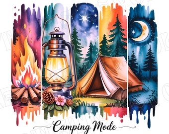 Pinceladas de camping PNG, Verano retro PNG, Aventura familiar, Diseño de sublimación, Aire libre, Diseño de camiseta de camping, Estampado de estilo camping vintage