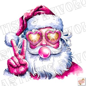 Retro Santa Christmas Blowing Bubble PNG, Vintage Merry Christmas PNG, Funny Santa With Sunglasses Xmas Holiday Sublimation Digital Download