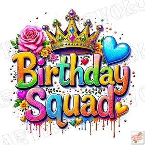 Anniversaire escouade Png, sublimation, anniversaire sublimation, Png coloré, léopard Png, conception de t-shirt, téléchargement numérique instantané Png, DTF