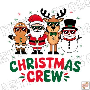 Christmas Crew Png, Family Christmas Png, Babbo Natale Gingerbread Man Renna Pupazzo di neve Design maglietta natalizia, Tazza di Natale Tumbler Sublimazione