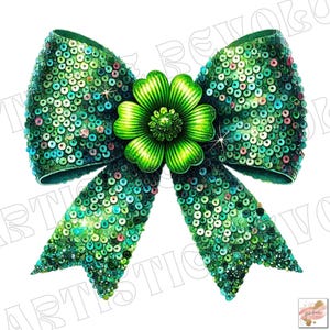 Glitter Coquette St Patrick&#39;s Day PNG, Coquette St Patty&#39;s Day png, Lucky Shamrock PNG, St Patricks Bow Png, Lucky Charm Png, Irish Png