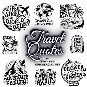 34 Travel Svg Bundle, Funny Travel Svg, Traveling svg, Travel Clipart, Travel Quotes Svg Files for Cricut Vacation Svg Travel Png Silhouette