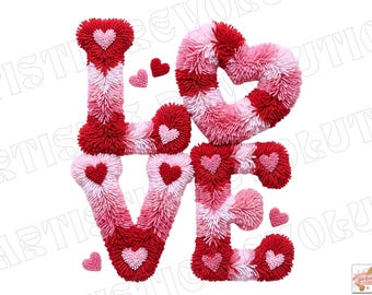 Latch Hook Yarn Love Png, Knit Crochet Valentine PNG, Valentine Love Png, Valentine Heart Png, Valentine Shirt Png