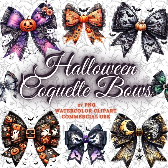 Halloween Coquette Bow Png Bundle, Halloween Coquette Png, Halloween Bow PNG, Halloween Clipart Bundle, Spooky vibes Png Halloween Shirt Png