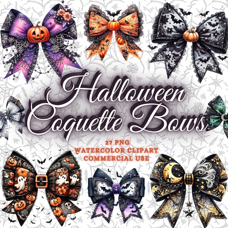 Halloween Coquette Bow Png Bundle, Halloween Coquette Png, Halloween Bow PNG, Halloween Clipart Bundle, Spooky vibes Png Halloween Shirt Png image 1
