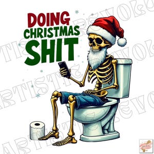 Esqueleto navideño PNG, Papá navideño PNG, Navidad PNG, Papá haciendo caca PNG, Camiseta navideña Png, Sublimación navideña, Impresión navideña
