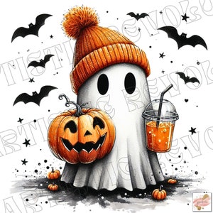 Lindo fantasma png, Halloween png, café png, bougie png, bougie fantasma, aquí para los abucheos, pegatina png, taza png, Tendencia png, vaina, dtf, png