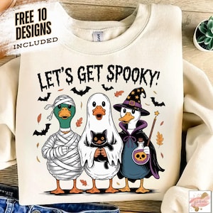 Boo Ghost Funny Spooky Goose PNG, Funny Halloween Goose in Halloween Costumes Sublimation, Cute Horror Png, Witch Goose Halloween shirt Png