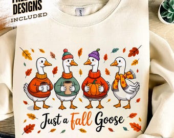Fall Goose PNG, Funny Cozy Goose, Autumn Goose Shirt Png, Cute Autumn Animal Design for Shirts, Fall Sublimation Png, Autumn Png