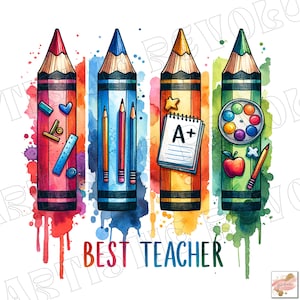 Watercolor Brushstroke Teacher Png, Best Teacher Png, Best teacher clipart, Watercolor brushstrokes clipart, teacher sublimation design