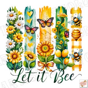 Let it Bee positiviteit PNG sublimatie ontwerp lente png zomer png Digitale download, leuke graphics, glazen pot ontwerp, T-shirtontwerp, DTF