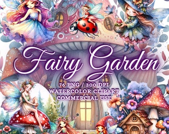 Watercolor Fairies Clipart Bundle Forest Fairies Clipart Png Fairy Garden Clipart, Floral Fairies Cute Fairies Mystic Fairies Garden Fairies