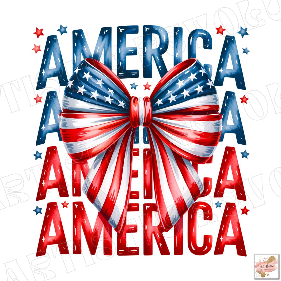 Retro Coquette America Png American Flag Bow Png, Patriotic 4th of July ...