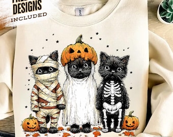 Funny Black Cat Pumpkin Png, Ghost Cat Png, Retro Halloween Png, Gothic Png, Halloween Cat Shirt, Autumn Png, Black Cat Png, Cat Sublimation