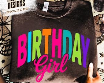 Colorful Birthday Girl PNG, Neon Birthday Girl Shirt Png Preppy Birthday Shirt png, Birthday png Bday Sublimation Png Summer Bday