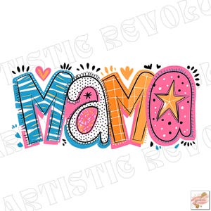 Mama png, Bunt, Kariert, Zebradruck, Dalmatiner Punkte, Handbeschriftet, Muttertag, Digitale Datei, Sublimation, DTF, Sublimations Clipart