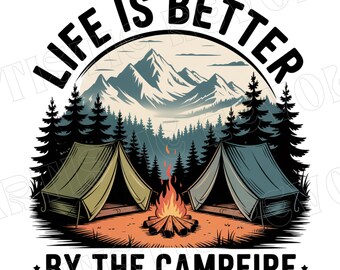 Vintage Camping Png Clipart, Retro Camping Shirt Png, Life Is Better By The Campfire Png, Sublimation Design, Camping crew Hiking Png