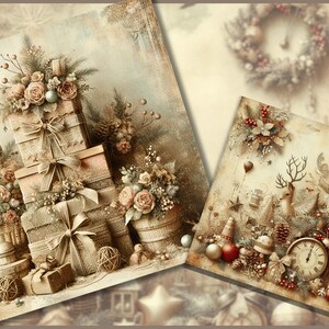 Beige Vintage Christmas Junk Journal Kit Printable Journal Pages, Mixed ...