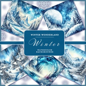 Winter Scene Backgrounds Watercolor Winter Festive Landscapes Christmas Scene Background Watercolor Christmas Village Scene Digital papers