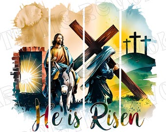 Brush Stroke Jesus Png, He Is Risen Png, Religious Easter PNG, Easter Shirt Png, Easter Sublimation Design, Christian Jesus Png Dtf Dtg