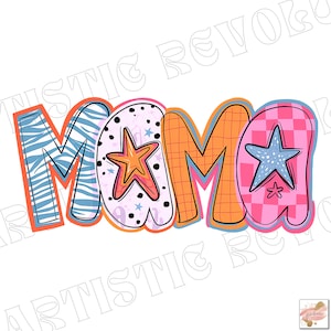 Mama png, Bunt, Kariert, Zebradruck, Dalmatiner Punkte, Handbeschriftet, Muttertag, Digitale Datei, Sublimation, DTF, Sublimations Clipart