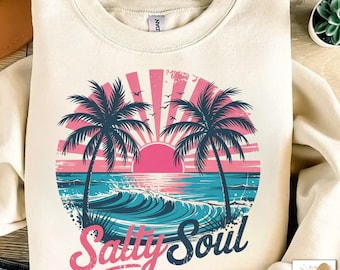 Retro salzige Seele Png, Sommervibes Png, Sommer Strand Png Shirt, salzige Sommer Shirt Design Retro Shirt Design, salzige Sommer Meersalz Sand Png