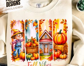 Fall Vibes Png, Fall Pumpkin Shirt Design, Fall Brushstroke Sublimation, Girly Autumn Vibes Png, Fall Scarecrow Png, Cozy Autumn Harvest Png