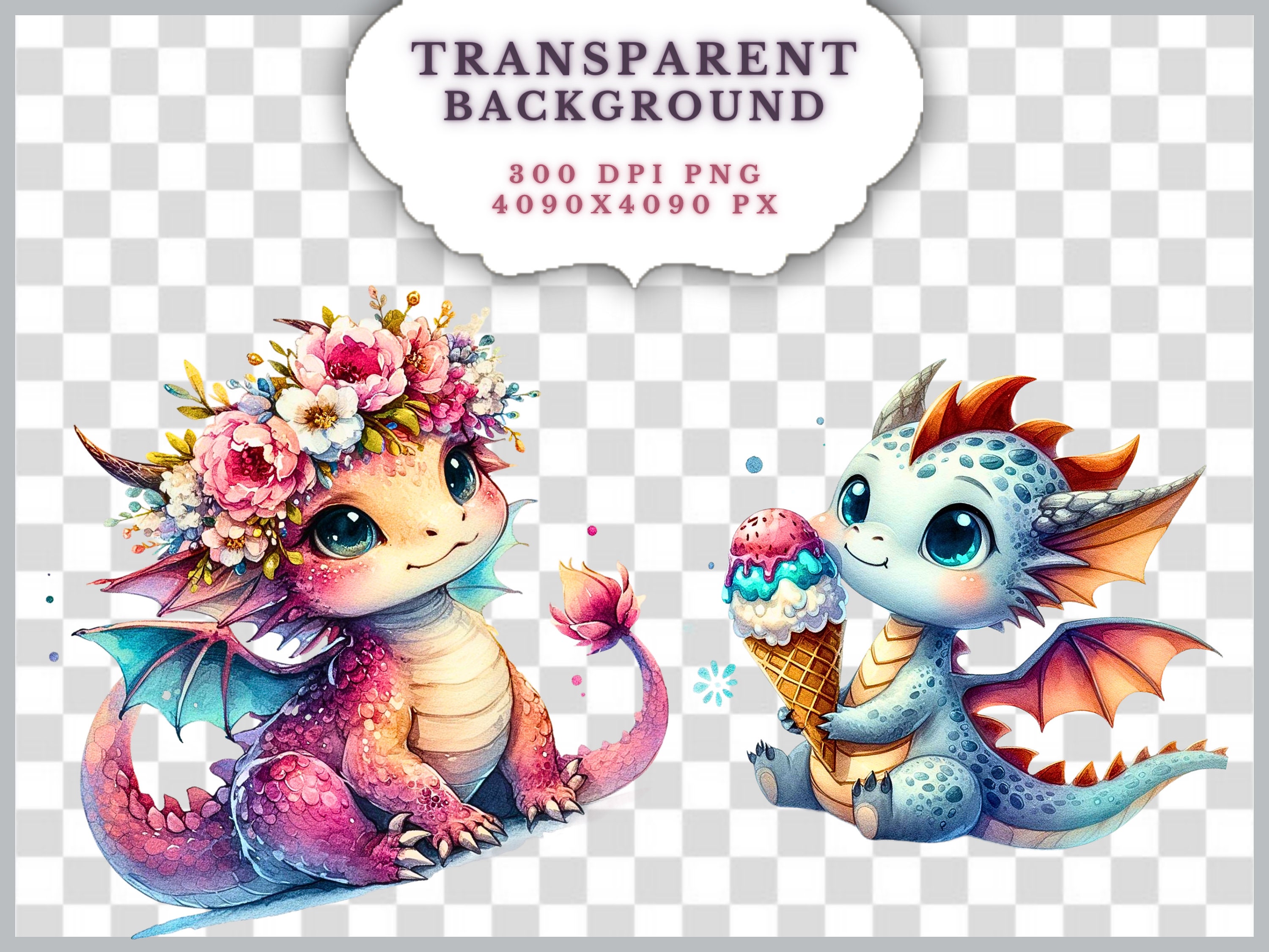 160 Watercolor Baby Dragons Clipart Bundle, Cute Baby Dragon Png ...