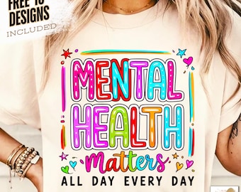 Mental Health Matters Png, Mental Health Png, Bright Doodles, Awareness Png, Positive Affirmation, Self Love, Be Kind Inspirational Png