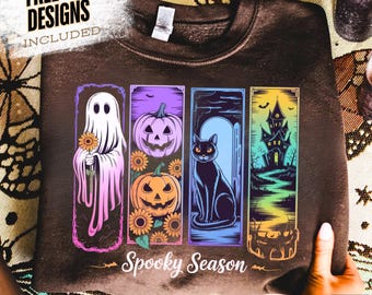 Spooky saison Png, vintage Halloween horreur nuit Png, tendance Halloween PNG, conceptions de chemise d'Halloween, rétro Halloween PNG, film d'horreur PNG