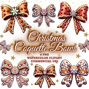 Coquette Christmas Png Bundle, Christmas Coquette Bow Png Gingerbread Bow Png Christmas Sublimation Design Christmas Shirt Christmas Clipart