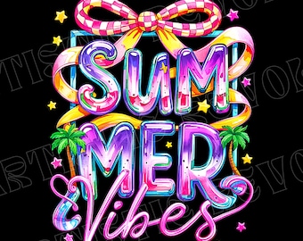 Summer Vibes PNG, Coquette Summer PNG, Retro Summer Png, Beach Png, Hello Summer Png, Summer Checkered Png, Summer Brushstroke Sublimation