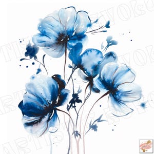 20 Abstraktes Aquarell Blumen Clipart PNG Bundle Gold Blau Grün Rosa Gelb Grau Schwarz Blumen PNG Bundle Aquarell Abstrakte Blumen Drucken