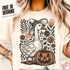 Goose halloween fall png, Halloween Silly Goose floral boho, Halloween Goose Sublimation Design, Funny goose Halloween png, funny fall png