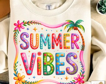 Summer Vibes PNG, Colorful Summer Png, Trendy Summer Png, Summertime Png, Sublimation Design, Retro Floral Summer Png, Beach Png, Aesthetic