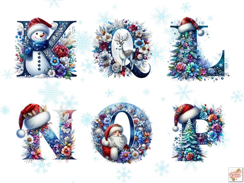 Christmas Alphabet Png Bundle, Christmas Letters Png Reindeer Santa