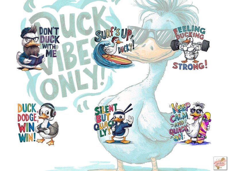 43 Funny Quotes Duck Clipart Bundle, Cute Bird Png Bundle, Watercolor Birds Clipart Png, Funny Birds Sublimation Png, Funny Quotes Bundle image 9