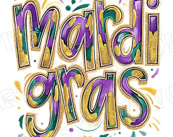 Glitter Brushstroke Mardi Gras Png, Mardi Gras Png, Fleur De Lis Png, Retro Mardi Gras png, Mardi Gras Sublimation, Mardi Gras Shirt Design