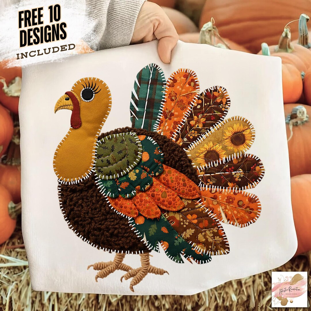 Patchwork Turkey Pattern Patchwork Turkey Png, Patchwork Thanksgiving PNG, Preppy Thanksgiving ...