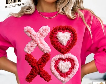 Latch Hook Valentine Png, Xoxo Yarn PNG, Faux Yarn Valentines Png, Coquette Valentine Png, Trendy Valentine Shirt Png