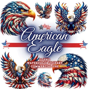 American Flag Eagle 4th of July PNG Bundle, Fourth of July PNG, Patriotic American Bald Eagle Sublimation PNG Usa Patriotic Png Eagle Design