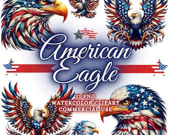 American Flag Eagle 4th of July PNG Bundle, Fourth of July PNG, Patriotic American Bald Eagle Sublimation PNG Usa Patriotic Png Eagle Design