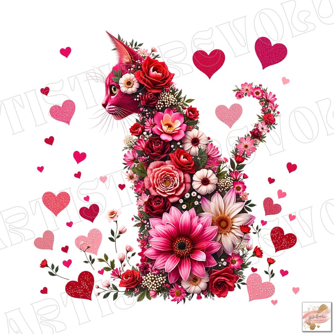 Valentine Cat Png Valentine PNG Heart Love Cat Valentine Png Trendy ...