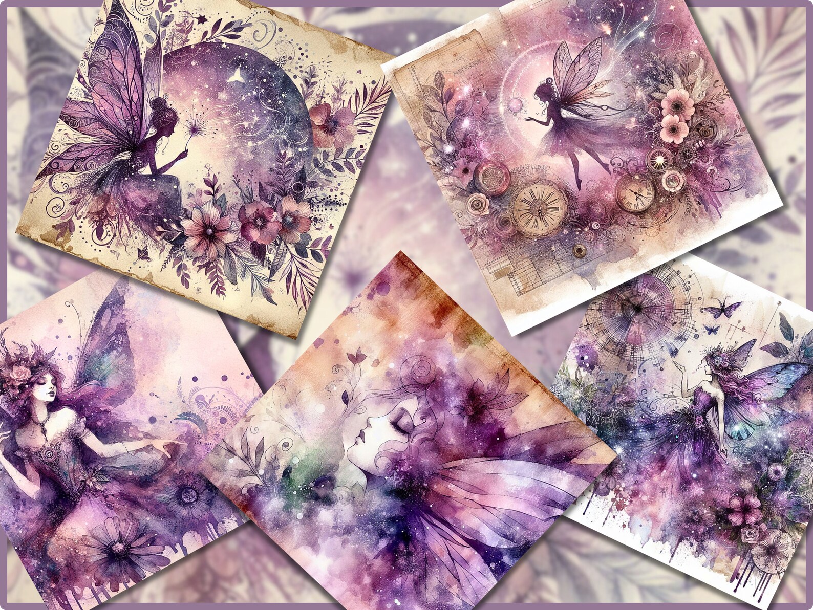 42 Magical Fairy Junk Journal Printable Papers, Watercolor Fairy ...